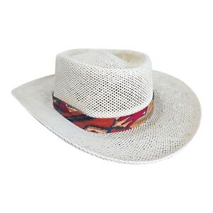 DORFMAN PACIFIC Vintage Straw Woven Beach Hat Made in USA Medium